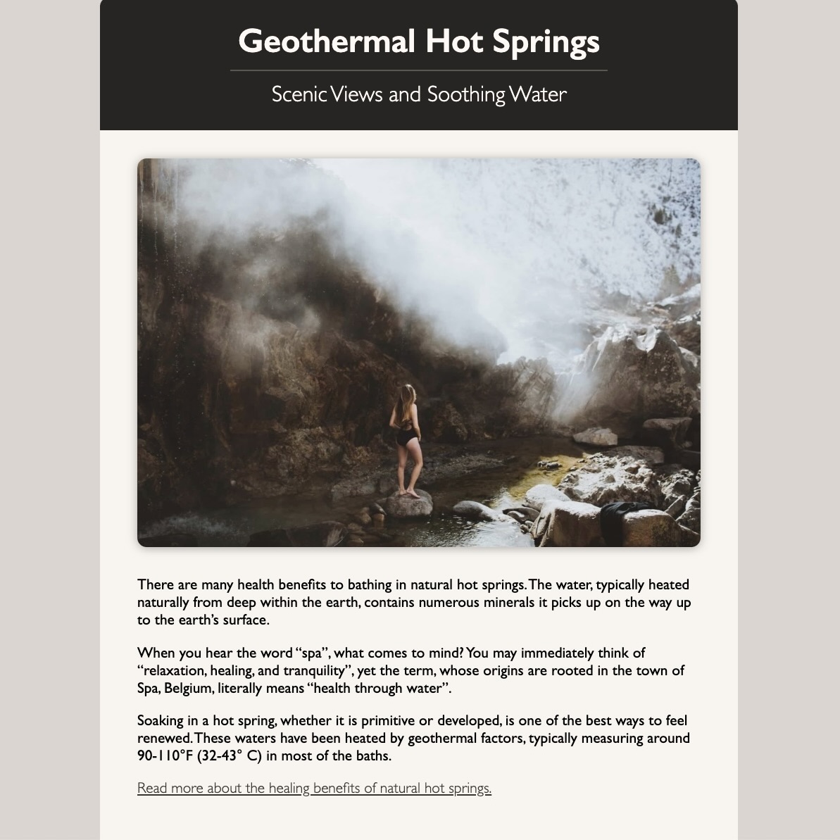 Screenshot of a Geothermal Hot Springs Website.