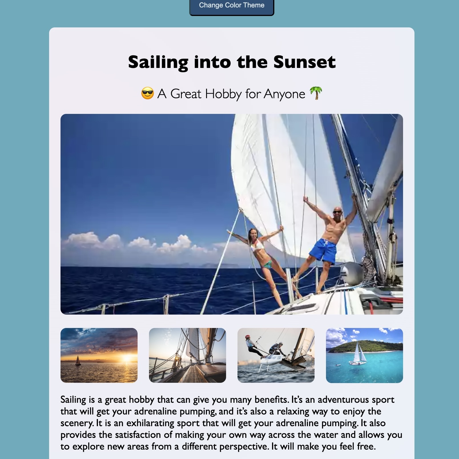 Screenshot of a Sailing Website.
